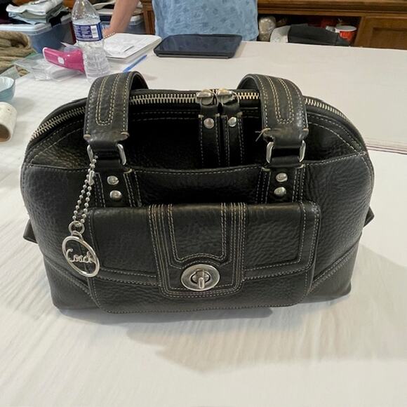 Coach Handbags - Coach, VTG Black Pebbled Leather Dome Satchel #H0993-F13963